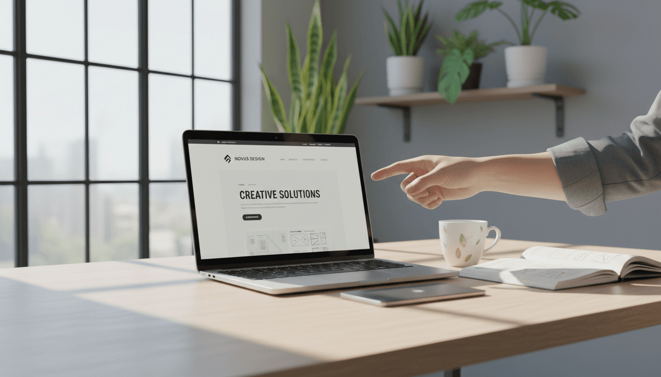 Developer collaborating on website design at a bright creative workspace